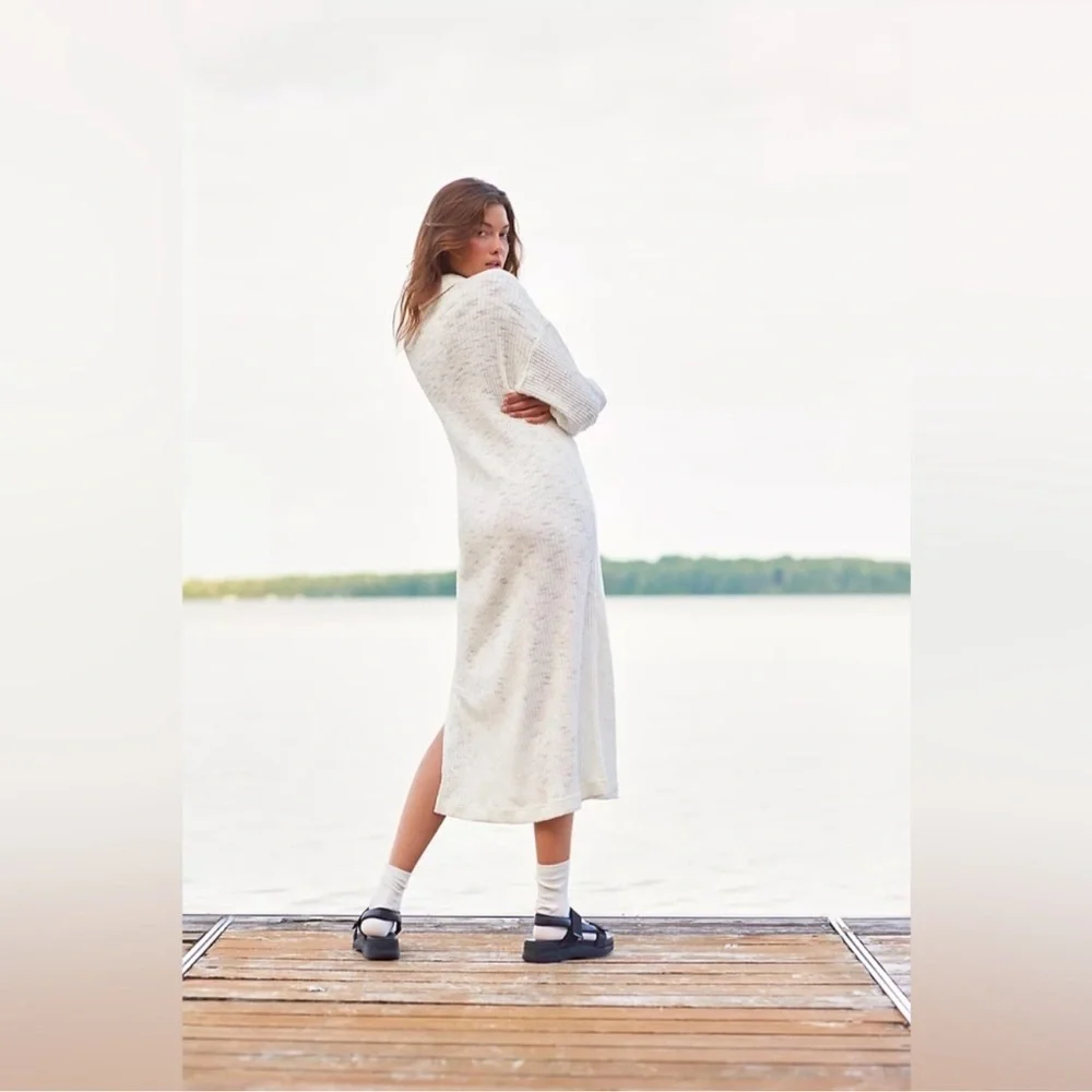 Free People Beach Pacific Maxi Dress Knit Sweater White Womens Size M